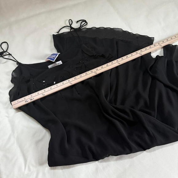 black fairy beaded dress  90s black chiffon maxi dress Alfredo Venini size xl - Picture 4 of 5
